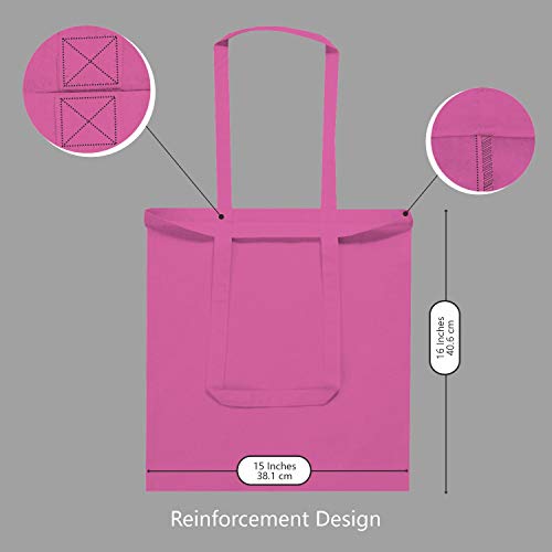 Image of TOPDesign 24-Pack Economical 16 inchx15 inch Pink Cotton Tote Bag, Lightweight Medium Reusable Grocery Shopping Cloth Bags, Suitable for DIY, Advertising, Promotion, Gift, Activity