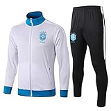 Größe: S, M, L, XL No-brand Brasilien Footballl Verein Langer Kragen Sportfußballtraining Uniform Dunkel Jujube Weiße Jacke Sweatshirt (Verschiedene Größe Choices) -CMKA0589 (Color : White, Size : XL)