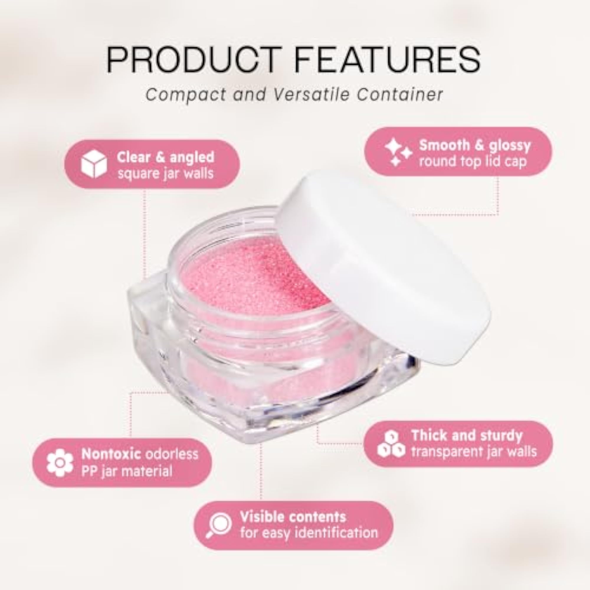 Beauticom 5G Clear Plastic Square Container Jars