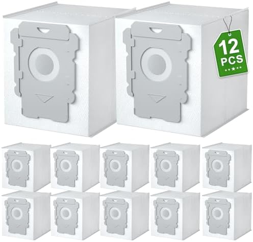 XREY 12 pack Replacement Vacuum Bags Compatible with irobot Roomba i3, i3+,i7, i7+, j7, j7+,i7plus, i4, i4+,i6, i6+, i8, i8+,s9, s9+, s9plus,I & S & J Series Automatic Dirt Disposal Bag
