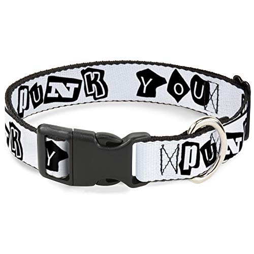 Collier clip en plastique Punk Vous Buckle Down 16-58,4 cm blanc et noir pour chien moyen - 2