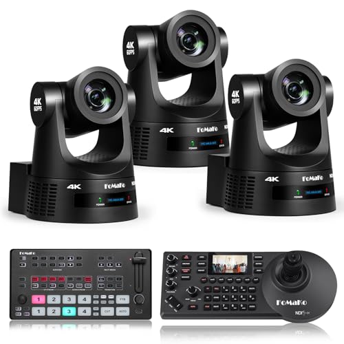FoMaKo 4K 60fps NDI PTZ Camera, Supports NDI HX3 4K 60fps Output, 20x Optical Zoom, KC608 Pro NDI PTZ Camera Controller for Industry Seminar Conference Live Streaming(K600NX3+M1+KC608)