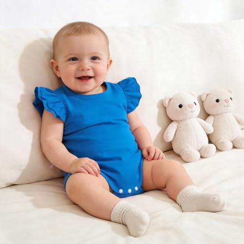 Image of LYSMuch Toddler Baby Girls T Shirt Ruffle Sleeveless Kids Cotton Tshirt Solid Color Blouse