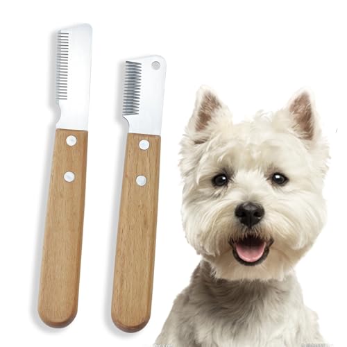 West Highland White Terrier Hair Removal Comb Set, Stainless Steel Dog Comb with Short Teeth for Cutting Up Wire Hair, Stainless Steel Dog Comb with Long Teeth for Grooming Soft Hair