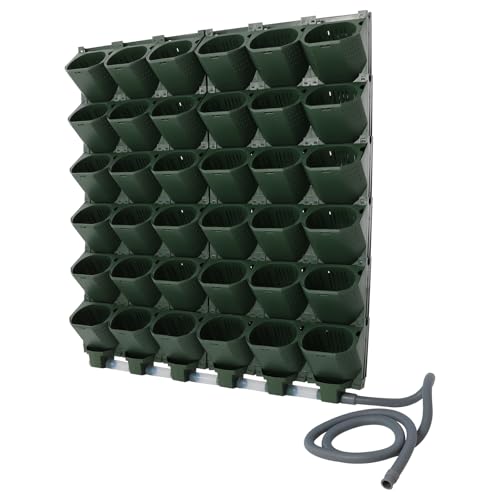 Self Watering Planters with Timer and Rain Sensor, 36-Pocket Wall Mounted Vertical Garden System - Automatic Drip Irrigation Kit for Indoor Outdoor Balcony, Grow Herbs Vegetables Flowers