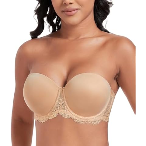 DotVol Women's Strapless Bra with Detachable Straps Cover