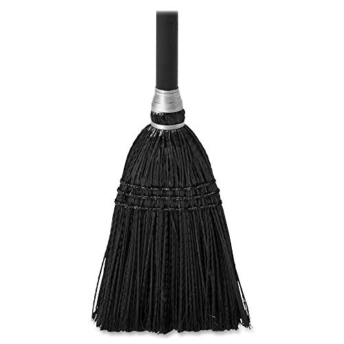 Rubbermaid Commercial Products Lobby Outdoor/Indoor Broom, Black, Heavy Duty Long Wood Handle For Courtyard/Garage/Office/Kitchen, 37.5" X 7" #TOP1