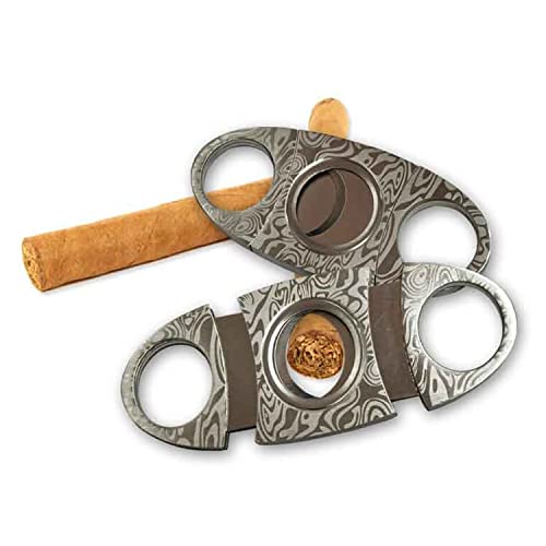 CAM2 L'acier damas à grain d'argent convient à la plupart des cigares, coupe-cigares, coupe-cigares, coupe-cigares, ciseaux à double tranchant, coupe-cigares – vue 4