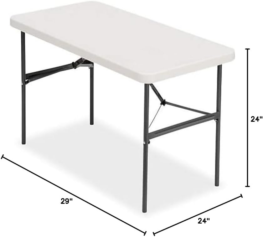 4-Ft Folding Table - Portable, Lightweight, Adjustable Height, Perfect for Outdoor Events, Camping, Picnics, and Home Use - Sturdy & Easy to Store