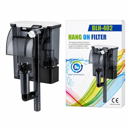 Image of Rizopets BLH-402 Hang on Filter, Aquarium Filter, 6W, 400L /H Max Output, Advanced Air Compressing System (BLH-402)