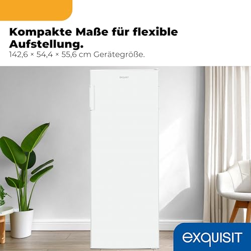 Exquisit Vollraumkühlschrank | 242 l Nutzinhalt | Energieeffizienzklasse D | 39 dB Geräusch | LED-Beleuchtung, manuelle Temperaturregelung, wechselbarer Türanschlag | KS5320-V-H-040D weiss