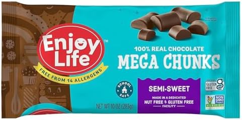 Enjoy Life Baking Chocolate Semi-Sweet Mega Chunks, Dairy Free, Soy Free, Nut Free, Non GMO, Gluten Free, Vegan Chocolate Chips, 10 oz bag