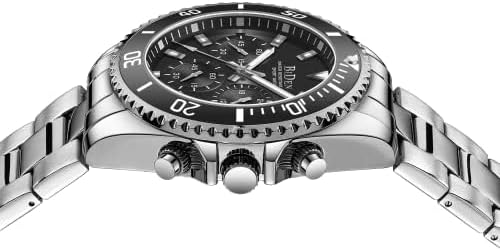 Mens Watches Chronograph Black Stainless Steel Waterproof Date Analog Quartz Watch Business Casual Fashion Wrist Watches for Men - Image 4