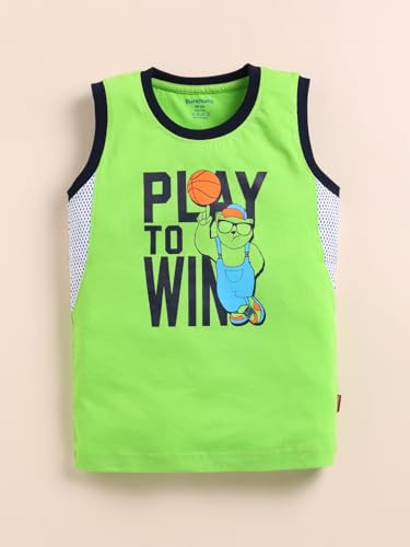 Image of Bumchums Boys Sleeveless Round Neck T-Shirt and Pant Set for Boys, Casual Clothing Set, Trendy and Cute, Graphic