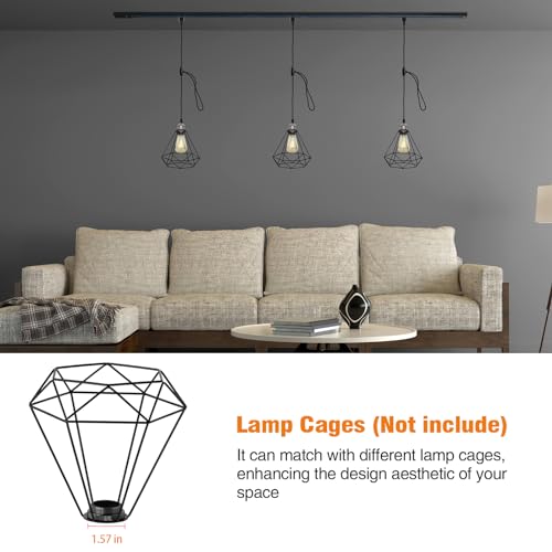 Hiiglxii H Track Pendant Lights with Adjustable Cord, H Type Track Lighting Pendants Lights Fixtures with E26 Socket, Retro Vintage Style, Max Length 39.37 inch, Black 6 Pack(Bulbs Not Included) by Hiiglxii - Image 8