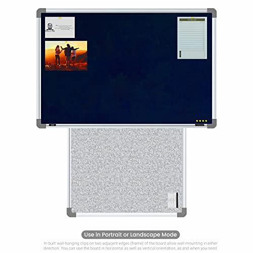 Image of Scholar Art Metis 2x3 Feet Fabric Pin-up Notice Board for Wall & Study Table | High Strength Velvet Cloth + High Density Soft Board for Pinning Photos, Sticky Notes & Reminders (Dark Blue)