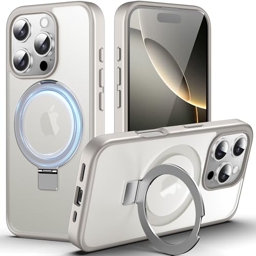 Coque iPhone 16 Pro transparente mate avec support pour streaming et trajets