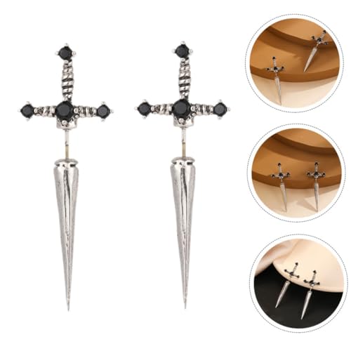 Boucles d'oreilles épée Gatuida en alliage argenté pour style rétro