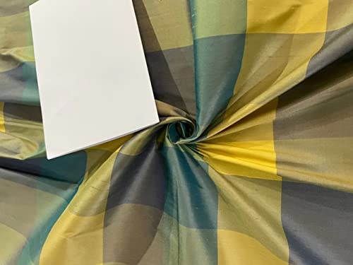Tissu en soie Dupioni jaune bleu crème de 137 cm pour couture