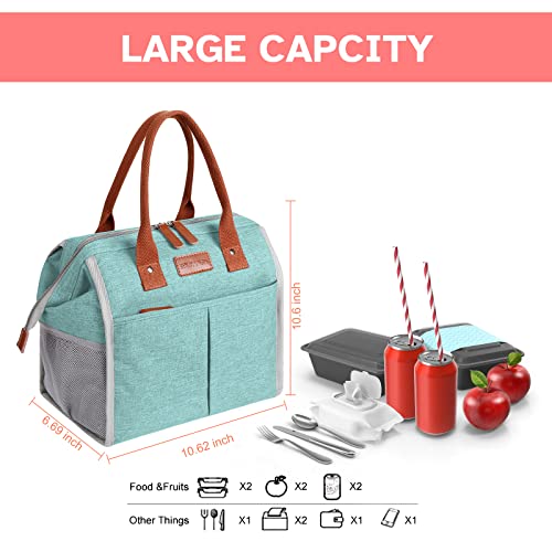 Lunch Bag For Women & Men, Large Insulated Lunch Box Cooler Tote Bags, Adult Reusable Lunch Boxes With Water Resistant For Work, Travel And Picnic (Aqua Green) #TOP1