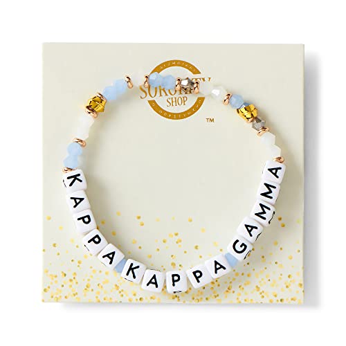 Sorority Shop Kappa Kappa Gamma Bracelet — Glass Bead Bracelet with KKG Name Beads and 18K Gold Accent Beads, Greek Sorority Jewelry for Big Little Sorority Gifts2