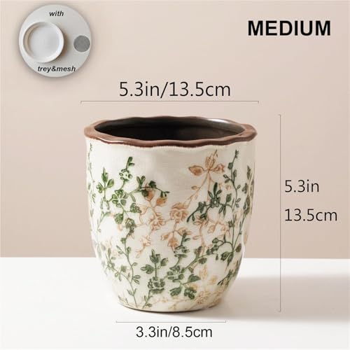 Pots de fleurs amusants en céramique vert glacé M pour succulentes