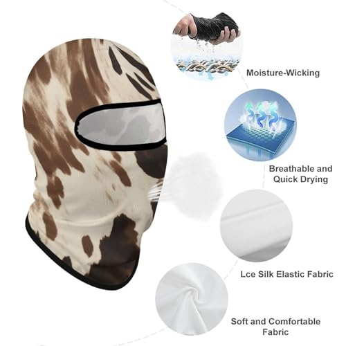 Máscara facial de pasamontaña con estampado de vaca para hombre y mujer, protección solar, transpirable, cubre todo el cráneo para senderismo, ciclismo, running y conducción miniatura 3
