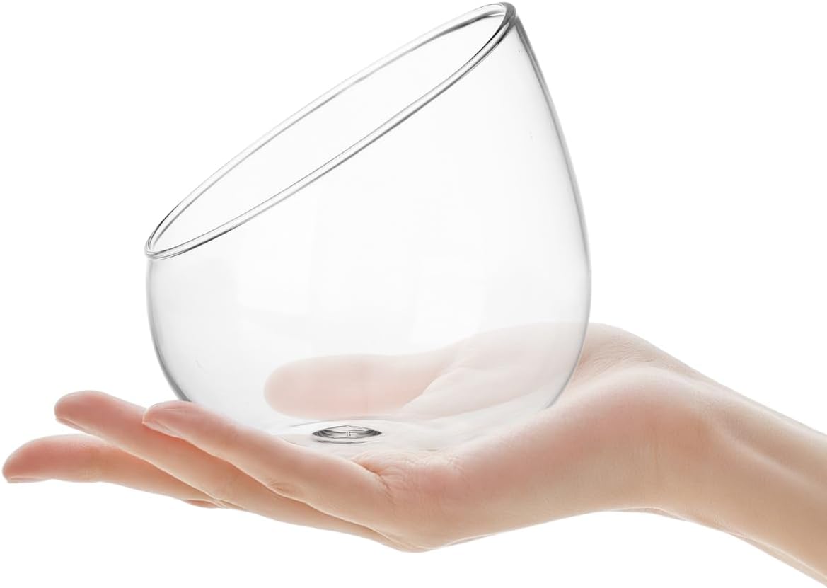 DOITOOL Clear Slant Cut Bowl Glass Vase, Glass Terrarium Candy Dish Fish Bowl Vase Fruit Jar Air Plant Holder for Succulents, Cacti, Moss, Terrariums, Flower Centerpiece, Height: 4.7", Base: 4"