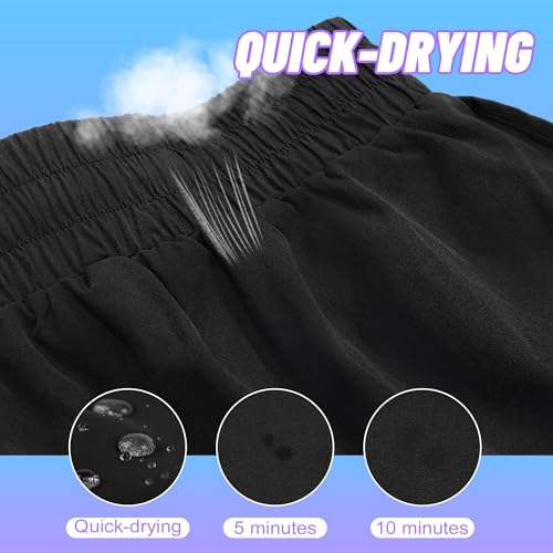 AKKQHH Running Shorts Womens High Waisted Gym Shorts with Pocket Breathable Quick Dry Sports Cycling Workout Activewear Black - Image 4