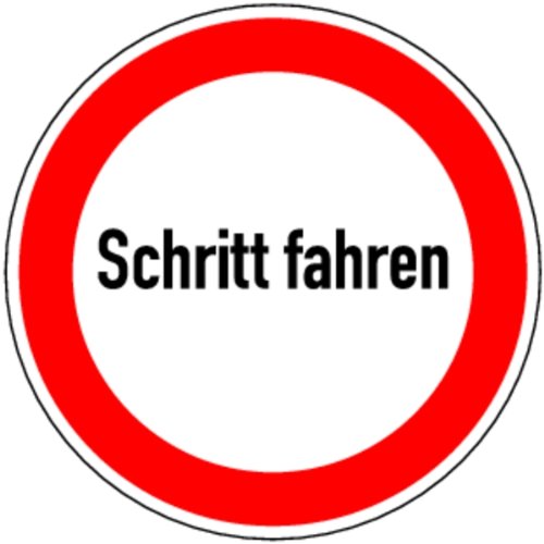 LEMAX® Verbotsschild, Schritt fahren - praxisbewährt Alu geprägt weiß Aufdruckfarbe: schwarz/rot, 400mm