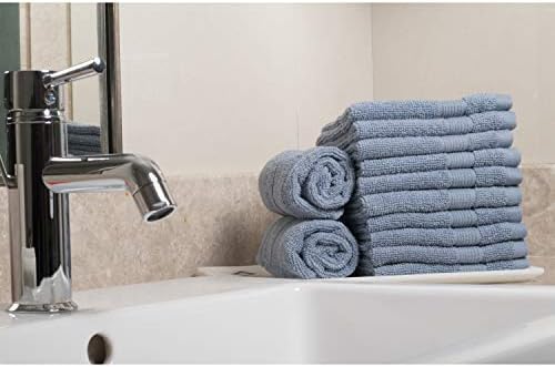 Kensington Home Lake Blue Washcloths / Face Towels Set of 12 Pack - 13 x 13 Inches Large - 100% Cotton, Luxury, Soft, Thick Face Towels for Bathroom, Gym, Sports, Makeup, Skincare for Women & Men