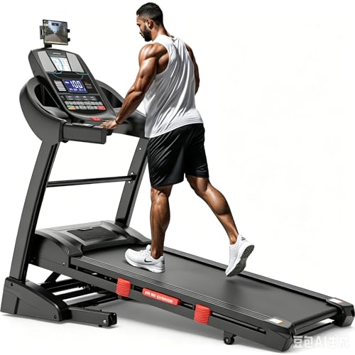 Image of 4.5HP Foldable Treadmill with 15 Levels Auto Incline, Portable Treadmill for Home Use, 300lbs Capacity, 64+3+3+1 Programs, 10MPH Speed, HiFi Bluetooth Speakers, Smart APP Control, Knee Strap Gift