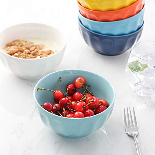Sweese 106.002 Porcelain Fluted Bowl Set - 26 Ounce For Cereal, Soup - Set Of 6, Hot Assorted Colors #TOP3