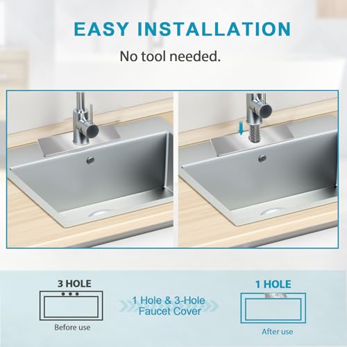 Kitchen Sink Faucet Hole Cover, Deck Plate Escutcheon- 1 or 3 Hole Long Rectangle Cover Plate, Plumbing Cover Plates, Mayyaya 10" Deck Plate Kitchen Faucet or Bathroom: 304 Stainless Steel (Nickel) by MAYYAYA - Image 6