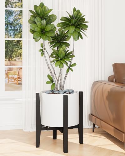 iDavosic.ly Adjustable Bamboo Plant Pot Stand, Fits 8-12 In Planter, Black