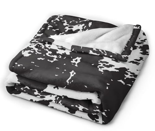 HGOD DESIGNS Cowhide Print Flannel Fleece Bed Blanket 40 x 50 inch Black & White Cow Spots Pattern Throw Blanket Lightweight Cozy Plush Blanket for Bedroom Living Rooms Sofa Couch - Image 4