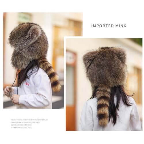 Gorro de mapache con orejeras para esquí infantil: abrigo divertido de 6 a 10 años 2