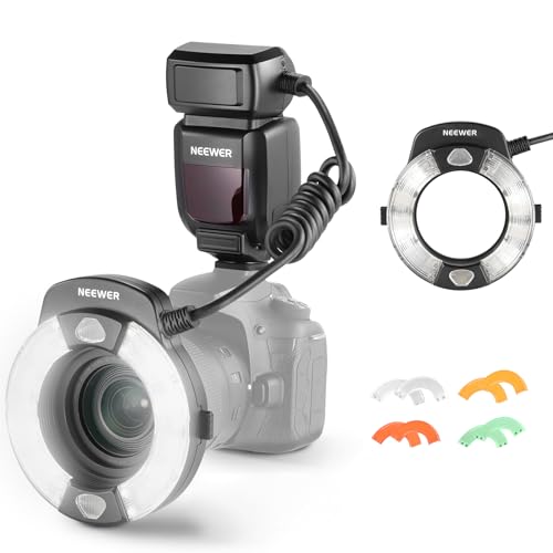 NEEWER RF1-C Marco Ring Flash Compatible with Canon, 76Ws GN15 5600K E-TTL Ring Flash Light, 1-1/128...