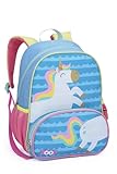 Mochila Infantil Unicórnio 13', Zoop Azul com Rosa, Compartimento Interno e Bolsos Laterais, Alças Anatômicas Acolchoadas, 34x24x11 cm