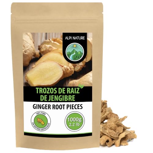 Alpi Nature Raíz de Jengibre en Trozos 1kg, Raíz de Jengibre Seca y Cortada para Cocina e Infusiones