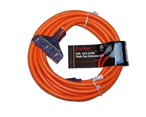 ProStar 25 Foot 10 Gauge SJTW 3 Conductor Triple Tap Extension Cord With