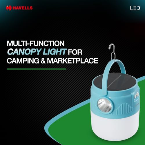 Image of Havells Solar Lighthouse NXT 10W| 360 Light Distribution| 4000 mAh Lithium-Ion Rechargeable Battery| 2 Light Modes| Torch - Usage up to 7 Hours Multi-Function Canopy Light for Camping & Marketplace