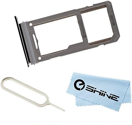 EShine SIM Card Holder Slot Tray Replacement + Sim Card Remover Eject Pin Key Tool for Samsung Galaxy Note 8 N950 (All Carriers) + Cloth (Midnight Black)