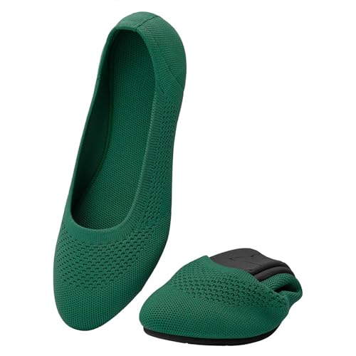 Image of poemlady Women's Ballet Flat Shoes Dress Shoes Knit Round Toe Slip On Ballerina Walking Flats Shoes for Woman Low Wedge Casual