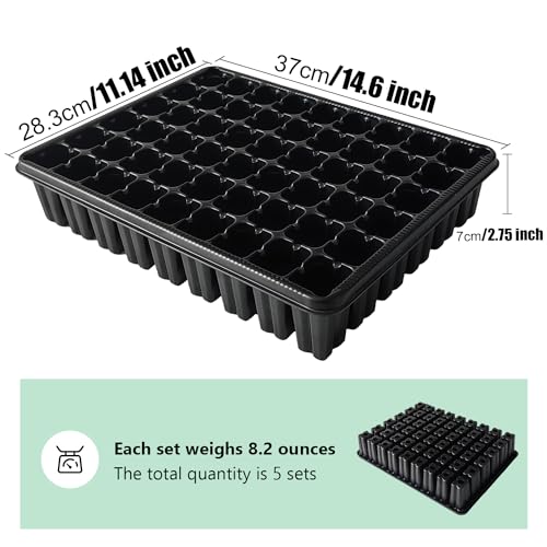 RooTrimmer 54 Cell Seed Starter Trays, 2.8" Deep Plug Tray Seedling for TD377 Nursery Tray, Super Thick Reusable Trays for Easy Transplantation (11.14inch ×14.6 inch, 5-Pack) - Image 3