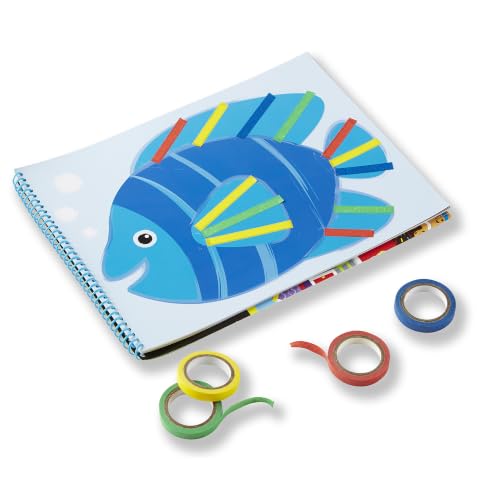 Melissa & Doug Tape Activity Book for Kids with 4 Easy-Tear Tape Rolls (Blue, Green, Red, Yellow) & 20 Reusable Scenes on Spiral-Bound Sheets, Road Trip Activities & Travel Toys for Kids Ages 4+ - Image 4