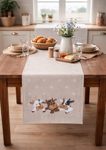 Chemin de table vaches marron 40x140 cm pour déco de ferme printanière - 4
