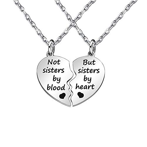 JQFEN Broken Heart Shape Friendship Necklaces Women Girl Jewelry Gift Not Sisters by Blood But Sisters by Heart