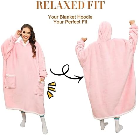 heekpek Blanket Hoodie Sweatshirt Oversized with Pocket for Men Women Hoodies Fluffy Jumpers Robes Flannel Blanket Ladies Pullover Big Jacket Long Sleeves Warm Gifts