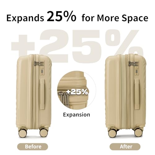 Image of LARVENDER Luggage Sets Spinner Suitcase Hardshell Expandable Carry On | ABS+PC Checked Luggage with Backpack, Suitcase Set for Women, Spinner Wheels,Durability, Lightweight,22x14x9 Airline Approved
